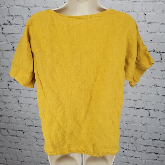 Francesca Bettini Yellow Lightweight Short Sleeve Pockets Top Italy Large L - Picture 2 of 10